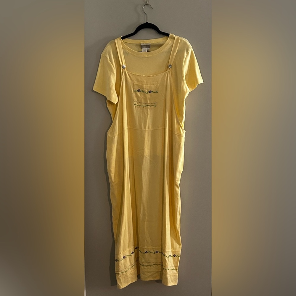 Vintage Coldwater Creek NWOT Cotton Jumper Pinafore Maxi Dress PXL w/T-shirt